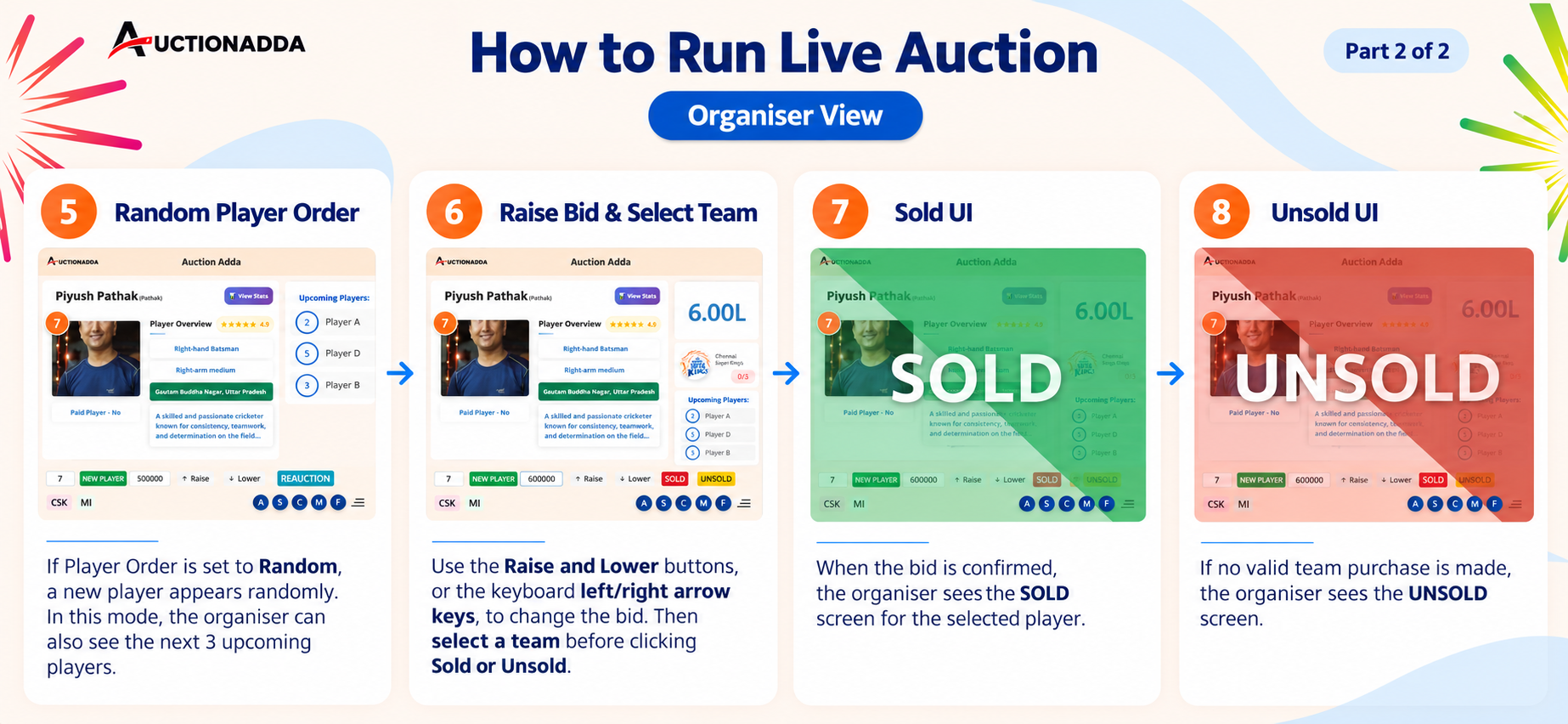 Organiser View Bidding