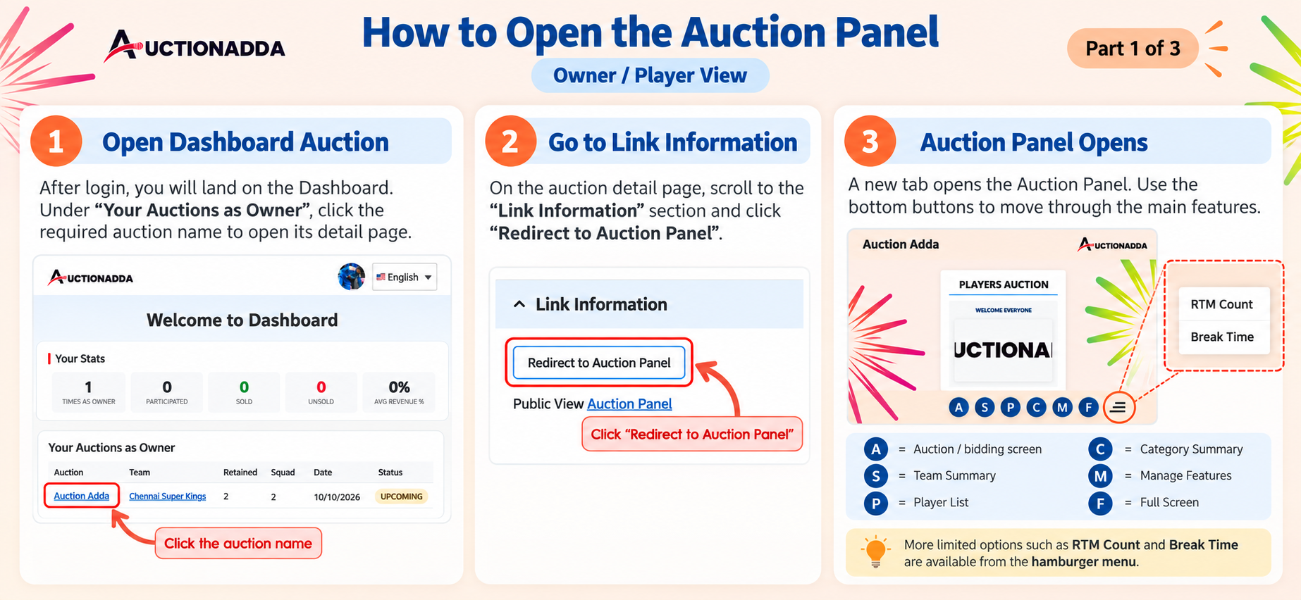 Open Auction Panel Owner Player